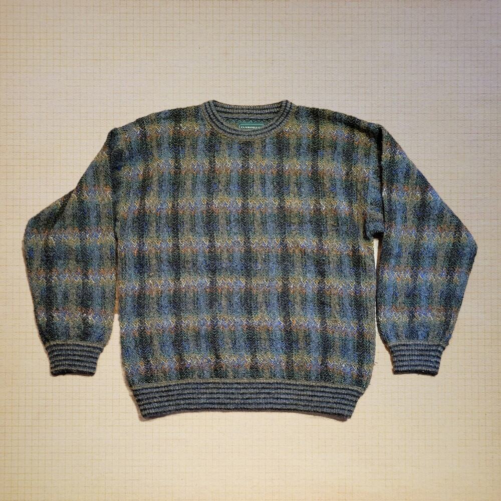 Club Fellow Vintage Wool Sweater Men’s Multicolor Knit Pullover Chevron Pattern